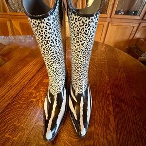 Leopard Print Women's Rubber Rain Boots